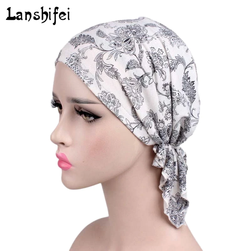 

2018 New Women Floral Turban Hat India Cap Hairnet Muslims Chemo Cap Flower Fold Beanies Chemotherapy Bonnet Hat for Ladies