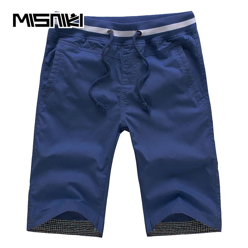 Misniki 2018 Новый Рубашки домашние Для мужчин хлопок SIM Fit Solid Цвет до колена спортивных вытаскивание Jogger Лето Для мужчин S Шорты для женщин