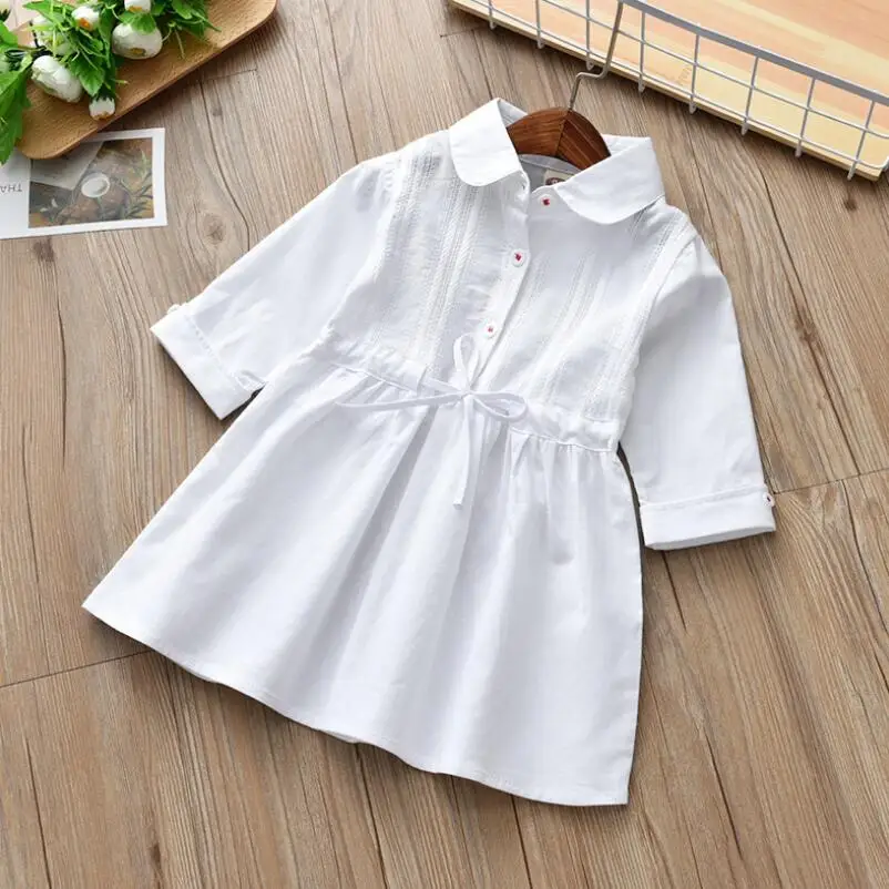 

2018 Baby Toddler Children's Clothing Cotton White Summer School Girls Blouse Shirts Dress Kids Dresses For Girl Clothes JW6512