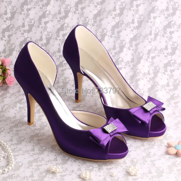 Wedopus MW736 Custom Handmade Eggplant Purple Bridesmaid Shoes High