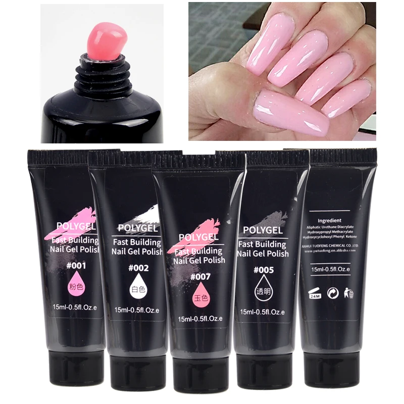 

LCJ 1PC DIY Poly Gel Finger Extension Clear Pink Jelly Polygel Quick Building Nail Art Tips Extend UV Builder Gel Camouflage