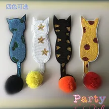 Ткань для поделок воротник с галстуком блестящая Вышивка Кот мех мяч палочка женская одежда детская одежда брюки украшение для банкета