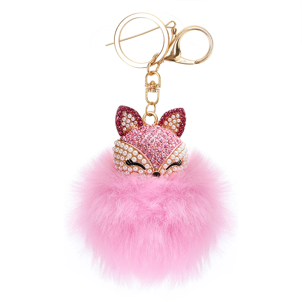 Aliexpress.com : Buy Crystal Fox Rabbit Fur Keychains Car Key Chain ...