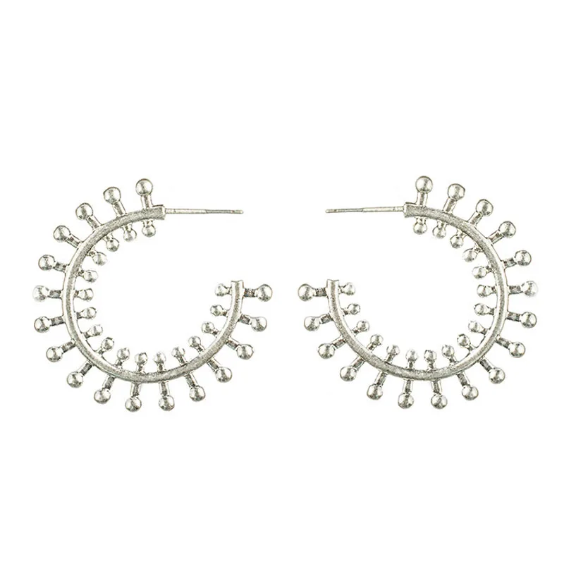 HUIDANG Модные Позолоченные серебряные круглые металлические круглые серьги-кольца для женщин
