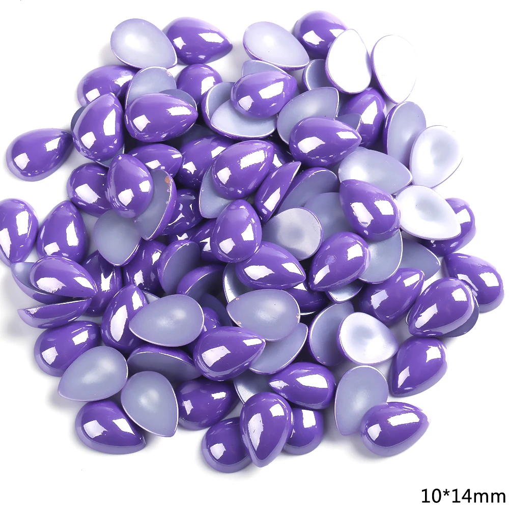 100pcs/Lot Highlight Purple Tear Drop Half Beads DIY Jewelry Finding