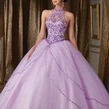 Горячая Распродажа бальное платье с глубоким вырезом Бальные платья Роскошные расшитые бисером и блестками платья с высоким воротом дебютанты 15 лет