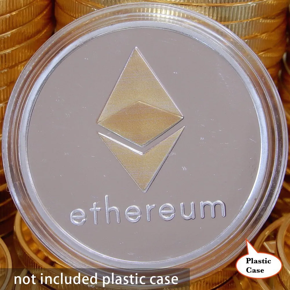 Gold Silver Plated Ethereum Coin Replica Art Collection Gift Physical Metal Antique Imitation Non-currency Coins Collectibles