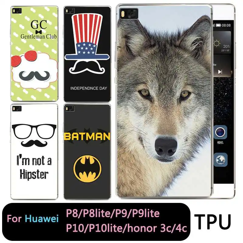 

QMSWEI TPU Phone Case For huawei P10plus honor7 8 9 Y3 5A 5C 6A 6S 3c P8 P9lite 4C Wolf Batman Flag Silicone Cover Free Shipping