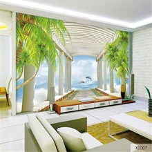Qingchun Пользовательские печати 3D Ткань и текстильные обои для стен тканью фрески матовый шелк для Гостиная Ocean коридор пейзажа