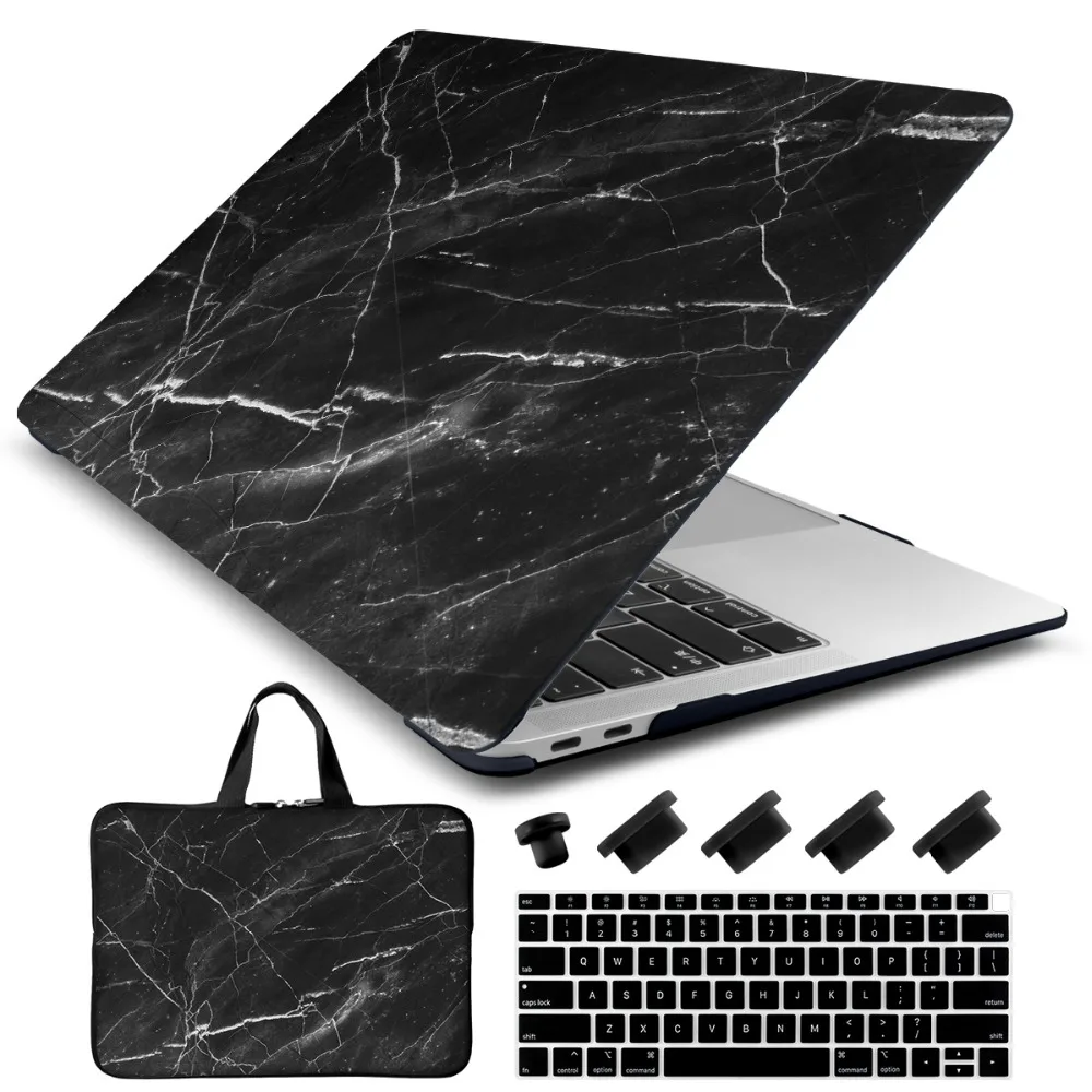 

Laptop Case Sleeve Keyboard Cover 4in1 for MacBook Air 11 13/Pro Retina 13 15 inch Touch Bar 2018 2017 2016 Hard Shell Marble
