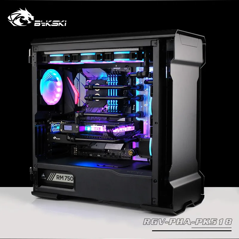 BYKSKI акриловая доска водный канал решение использовать для Phanteks PK518(Evolv X) чехол/процессор GPU Блок/3PIN RGB/акриловый резервуар