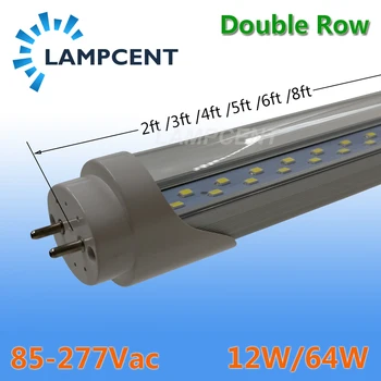 

2-6/Pack 2FT 3FT 4FT 5FT 6FT T8 LED Tube Bulbs G13 Bi-Pin Dual-Ended Powered Double Lines Flat Super Bright Lamp