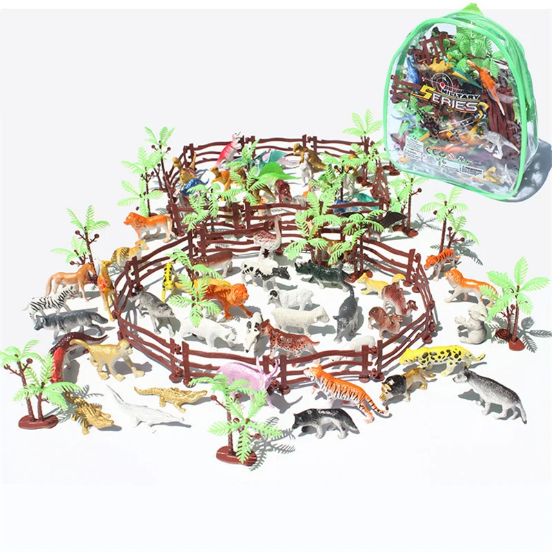 

100pcs/set DIY Simulation Mini Animals Dinosaurs ZOO Action Figure Model Set Jurassic Dinosaurus Toys For Children Kid Gift Toy