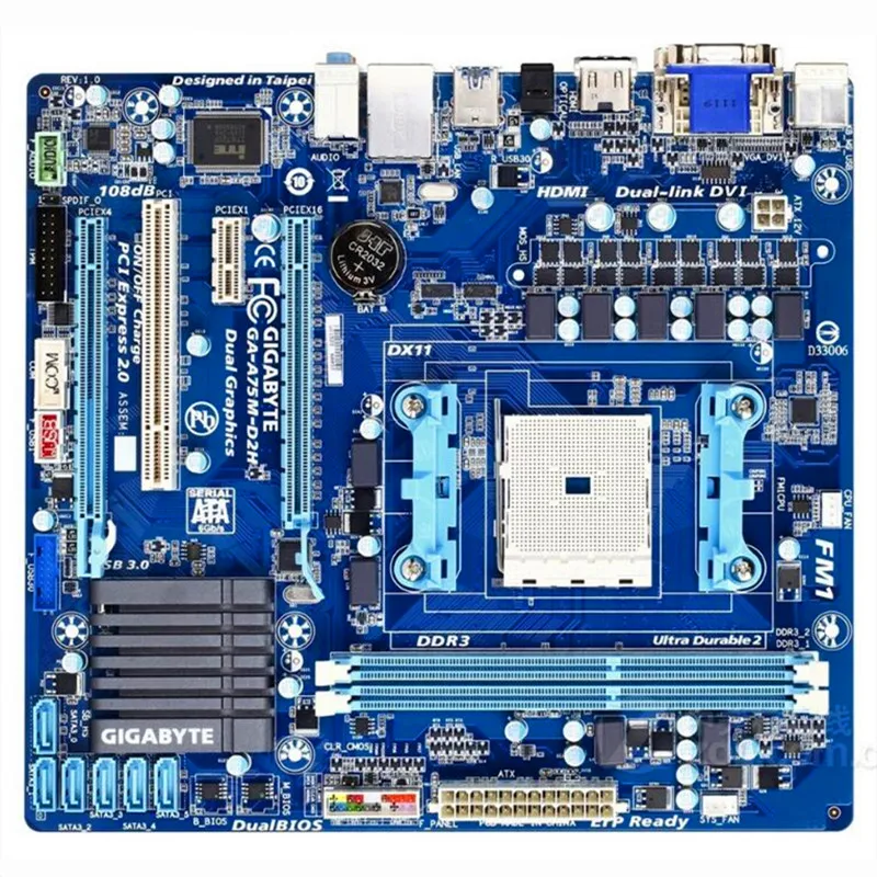 FM1 A75 материнская плата для gigabyte GA-A75M-D2H FM1 DDR3 A75M-D2H все твердотельные конденсаторы настольная материнская плата