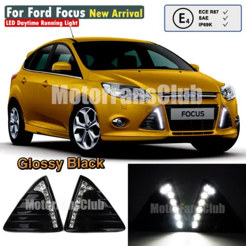 MOTORFANSCLUB E4 12V LED Car DRL daytime running lights fog lamp with turn off and dimming Relay for Ford Focus DRL 2011-2014