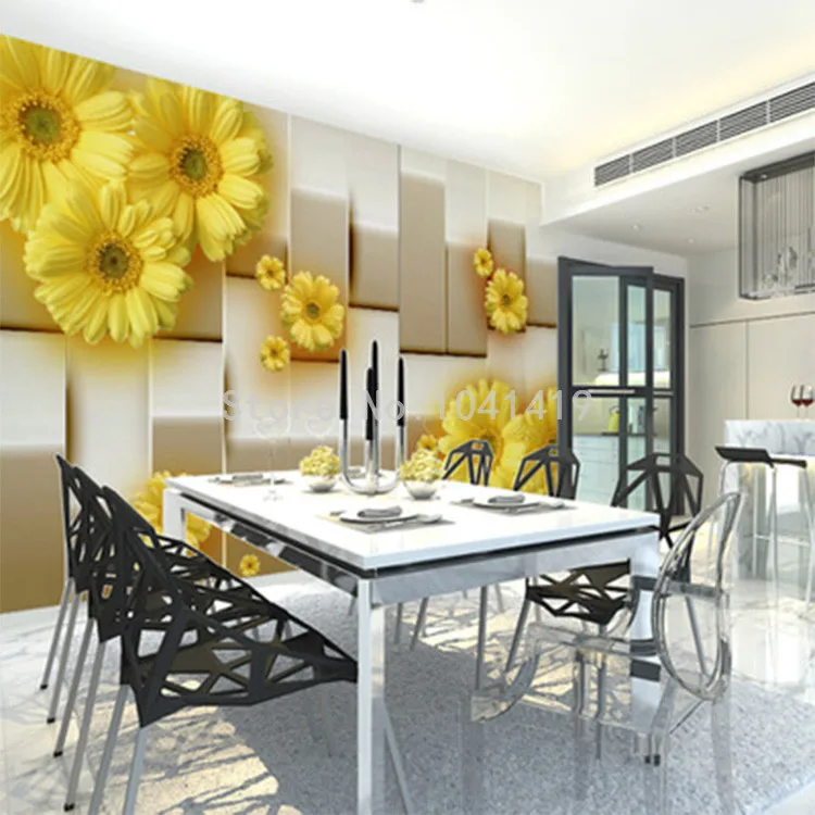 Современный простой 3D стерео модный желтый цветок фото обои гостиная столовая фон Настенная роспись Papel де Parede цветочный