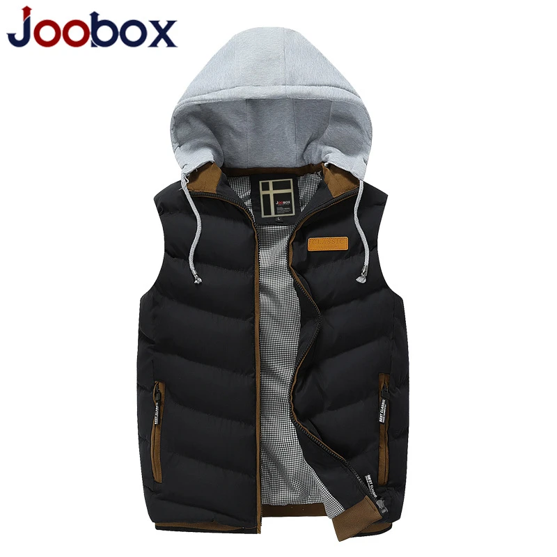 Chaleco de Pluma para Hombre con Capucha Desmontable Chaqueta Abrigo sin Mangas con Bolsillos de Cremallera Ligero Calentito Invierno JOOBOX
