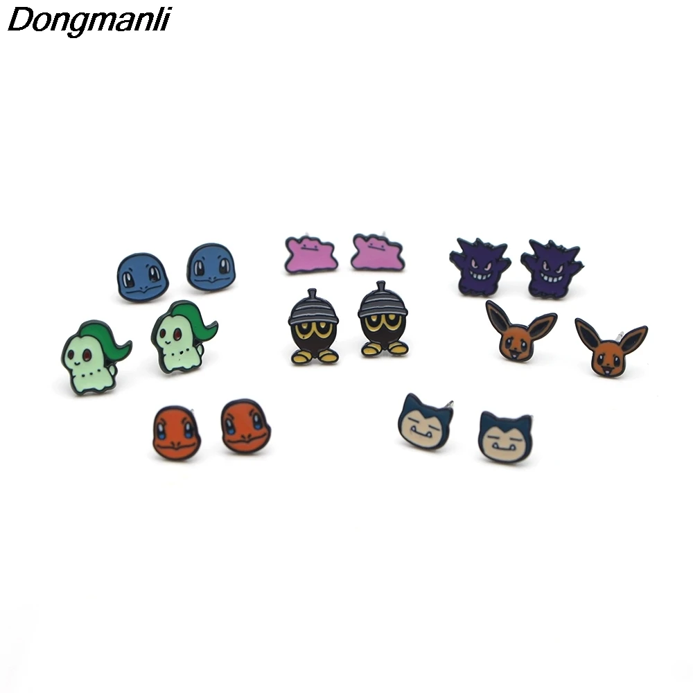 

P2458 Dongmanli Cute Enamel Metal Team Piecring Ear Stud Earrings For Womens Jewelry Pocket Monster kids Earings