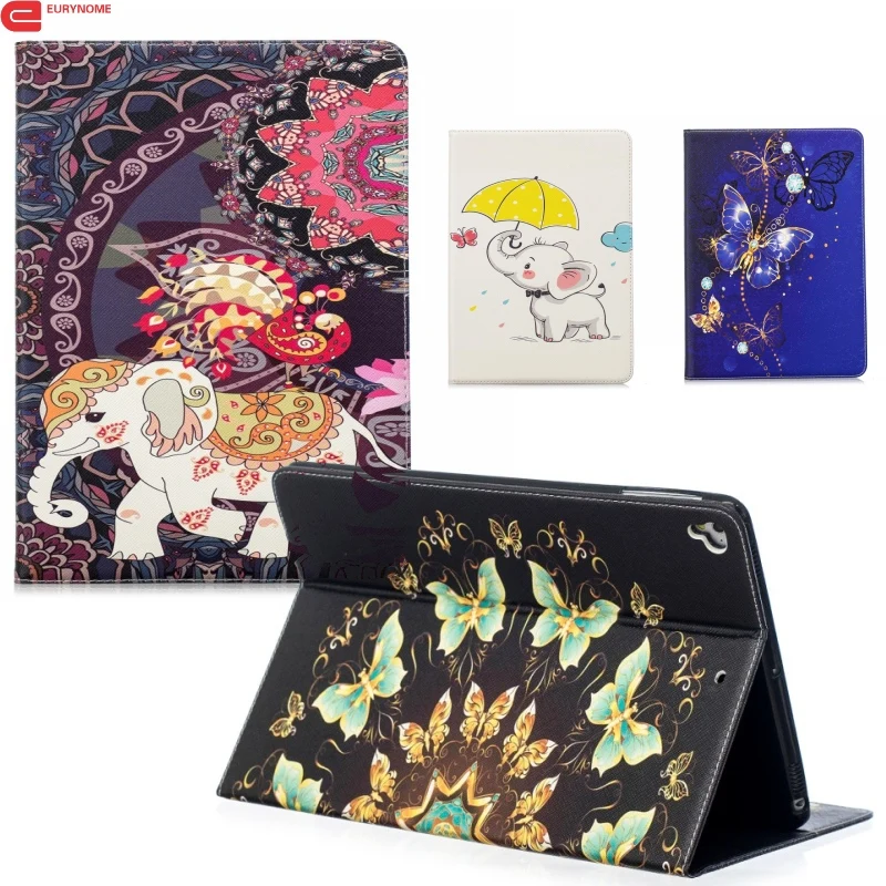 Case For Ipad 9.7 2018 Case Cartoon Elephant Pu Leather Stand Smart Cover for Ipad Air 2 Case For Ipad Air 9.7 2017 Screen Film