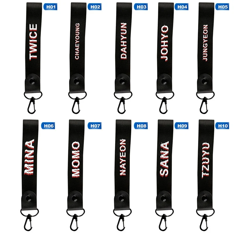 

KPOP TWICE Laser Lanyard Keychain Cellphone Holder Strap Name Cellphone Keyring K-pop Twice Accessories