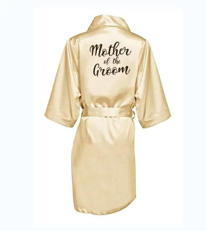 champagne gold robe bride satin kimono robe women wedding sister of the bride printing bridesmaid bridal party robes
