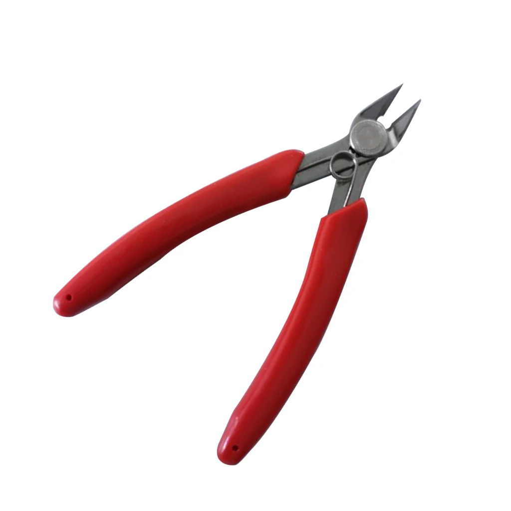 Stainless Steel 20 Degrees Metal Models Building Hand Tool Electrical Wire Cable Cutter Side Cutter Plier  DIY Tool Red 