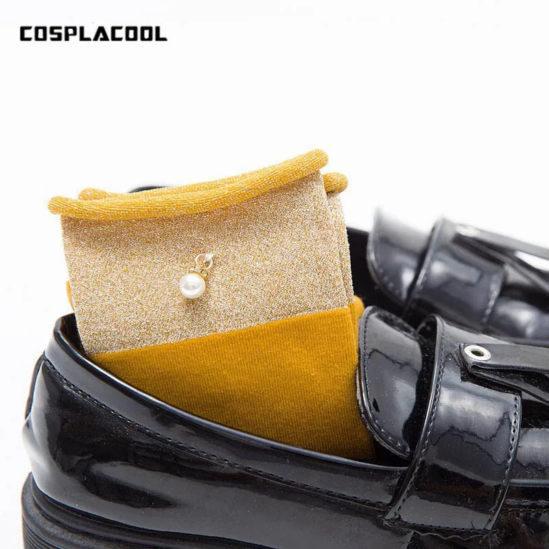 [COSPLACOOL] дизайн, креативные золотые, серебряные шелковые носки с жемчугом, женские прозрачные разноцветные носки ручной работы для женщин, Meias