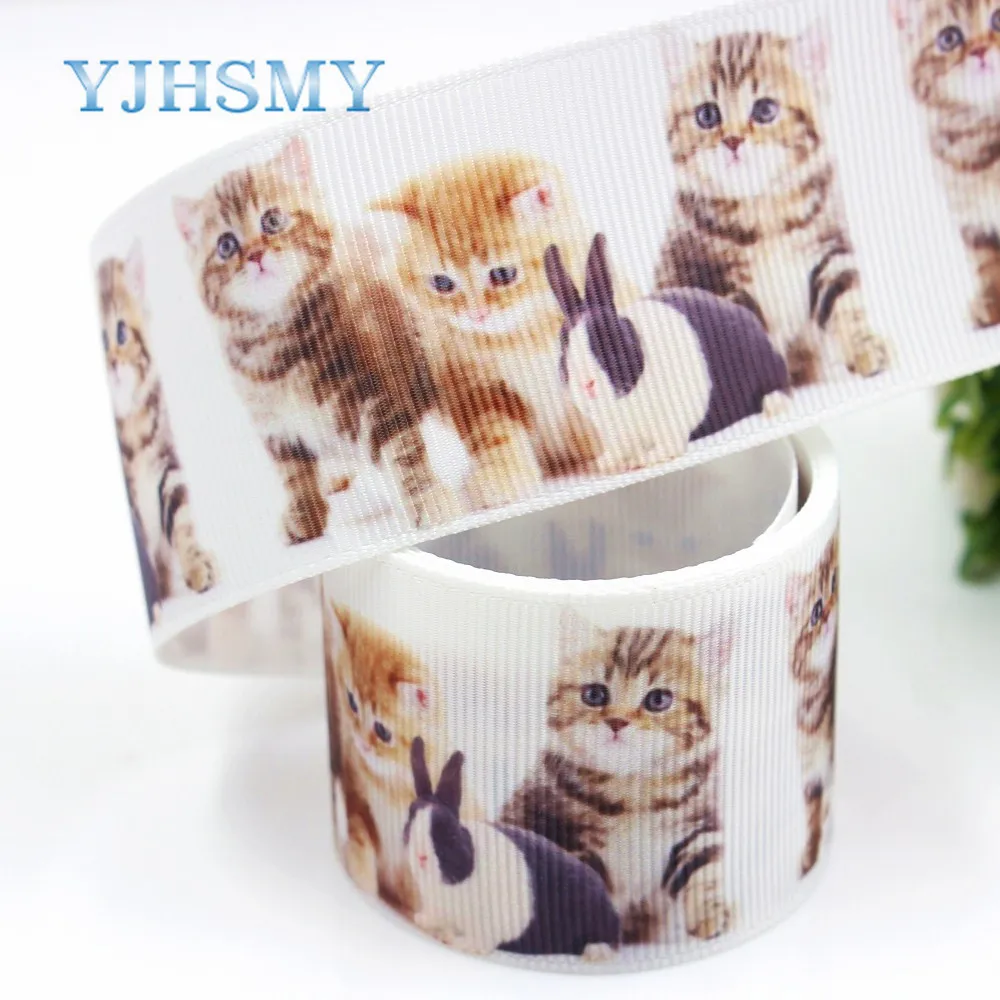 

YJHSMY G-18716-638,10 yards 38 mm Cat Ribbons Thermal transfer Printed grosgrain Wedding Accessories DIY handmade material