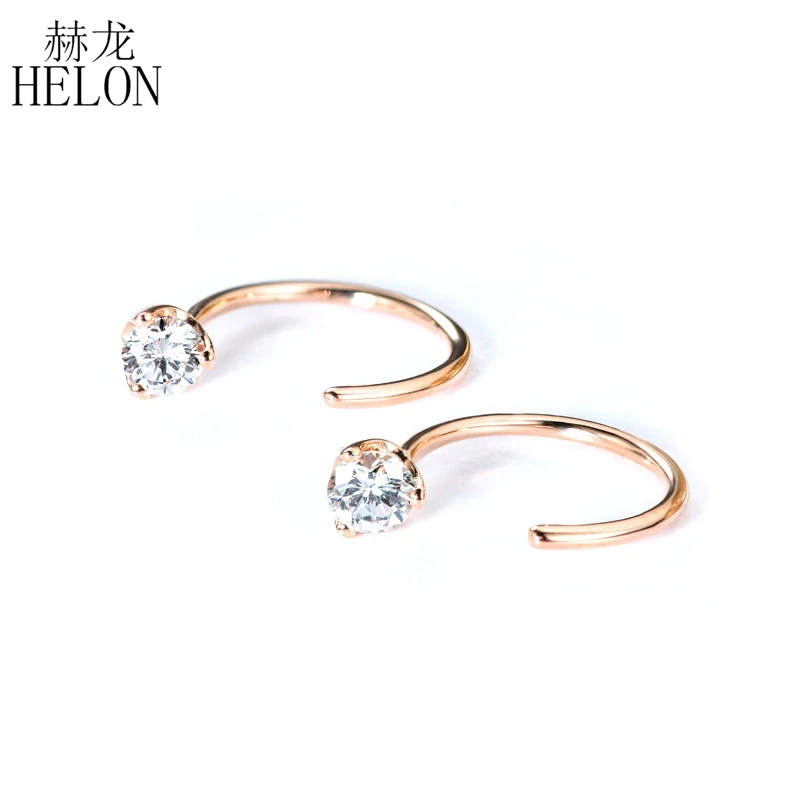

HELON 0.6CT Round F Color Moissanite Lab Grown Diamond Earrings Solid 14K Rose Gold Earrings Women Wedding Trendy Fine Jewelry
