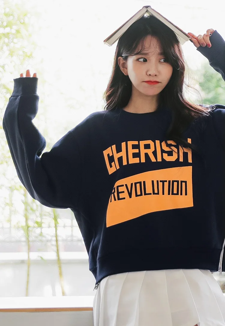 Cutey White Zipper Ribbon Sweatshirts Women 2018 O-Neck Outerwear Clothes Loose Female Casual Student Coat Girl's Summer Top Hoodies