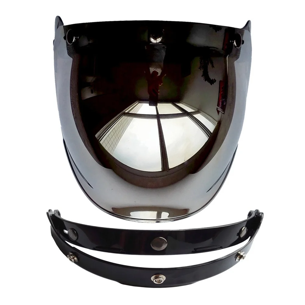 

careslong 3-Button Bubble Shaped Motorcycle Helmet Shield Lens Visor Lens With Frame For Retro & Harley Motorcycle for Men Women