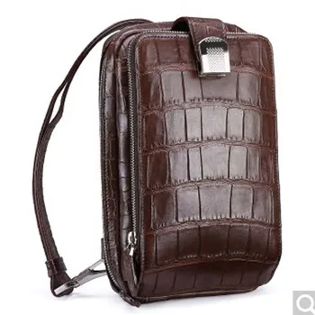 

fasiqi Crocodile belly purse male crocodile breast pack fashion male bag multi-function single shoulder bag slant bag casual