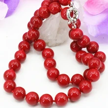 8 10 12 мм искусственный коралловый красный камень яшма бисер ожерелье для женщин мода себе цепь choker ключицы ювелирные изделия 18 дюймов B3212