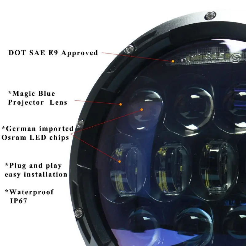 VEMIKYSION, 1 пара, 130 Вт, яркий синий объектив проектора, 7 дюймов, светодиодный фонарь, Янтарный указатель поворота/DRL для Jeep Wrangler JK LJ TJ CJ