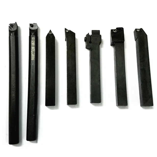 21pcs/set 12mm Shank Lathe Turning Tool Holder Boring Bar  + Silver Carbide PVD Inserts Set For Machining Steel