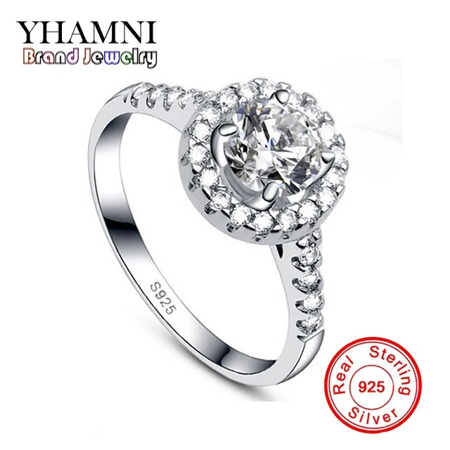 YHAMNI Brand Real 100 925 Sterling Silver Ring With S925 Stamp Round 2