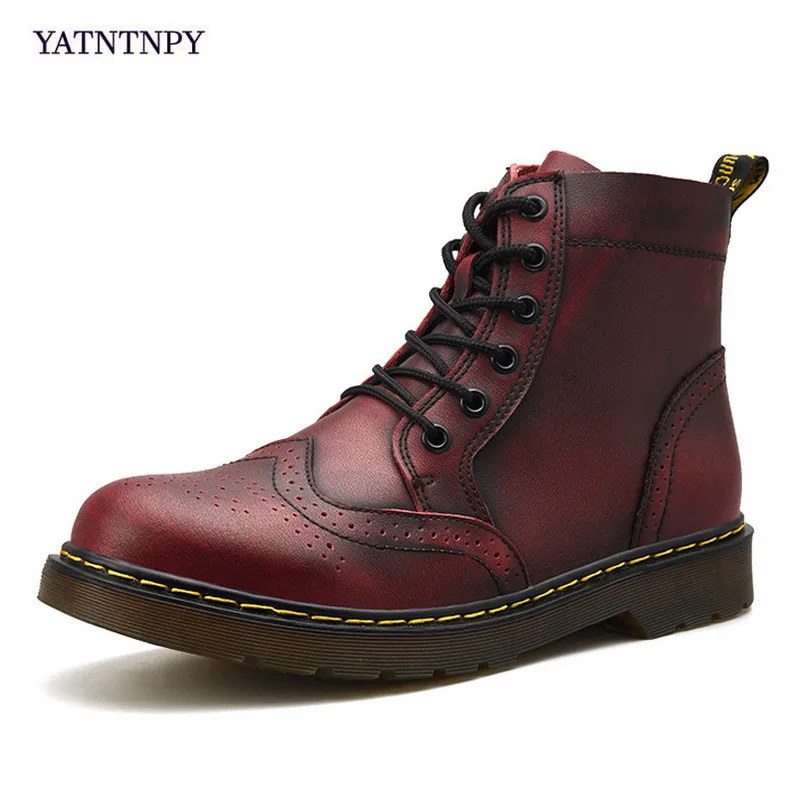 

YATNTNPY winter NEW Men for martin Boots Big Size 38-47 Vintage Brogue College Style Men Shoes Casual Fashion Lace-up Warm Boot