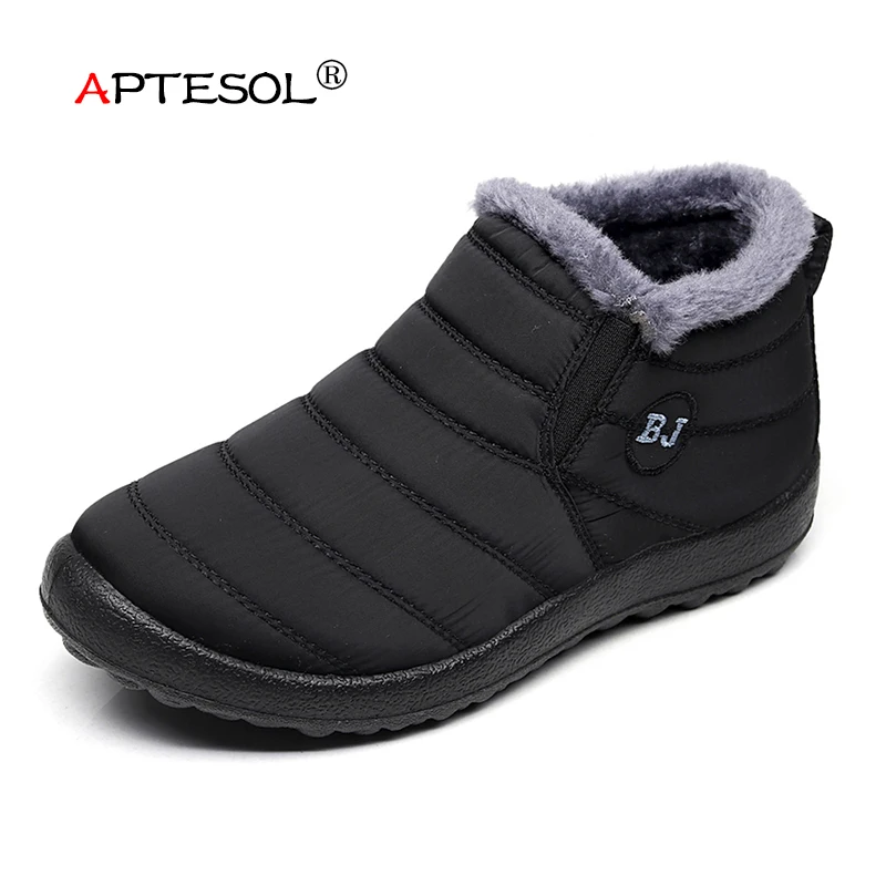 

APTESOL Women None-Woven Waterproof Boots Unisex Keep Warm Snow Boots Couple Outdoor Fur Inside Antiskid Bottom Sport Boots