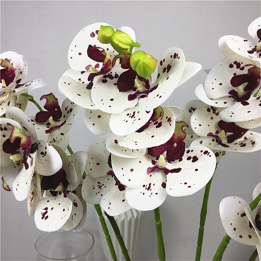 Новые 5 головок орхидеи ветка искусственные цветы для дома гостиной Свадебные украшения белая Орхидея Флорес искусственные цветы