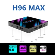 Android 9,0 ТВ приставка Rockchip RK3318 H96 Макс 4 Гб ОЗУ 64 Гб USB3.04K 60fps Google плеер магазин Youtube H96MAX android tv Bluetooth