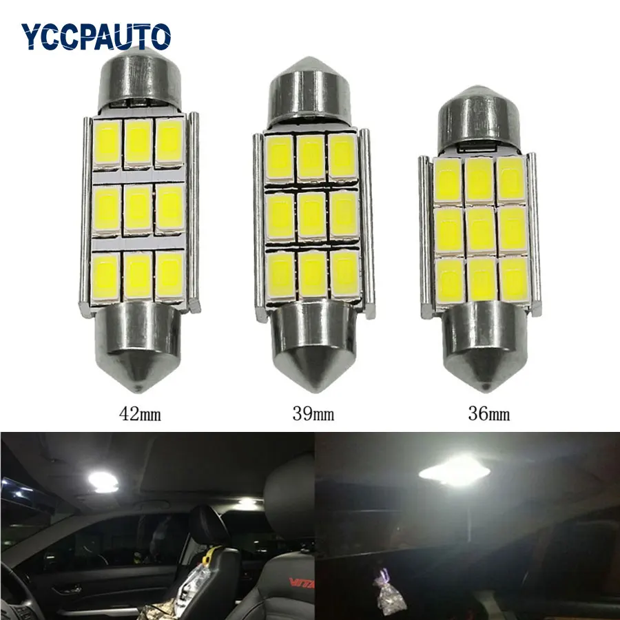 4PCS Pure White Festoon Dome Light 36mm 39mm 42mm Interior