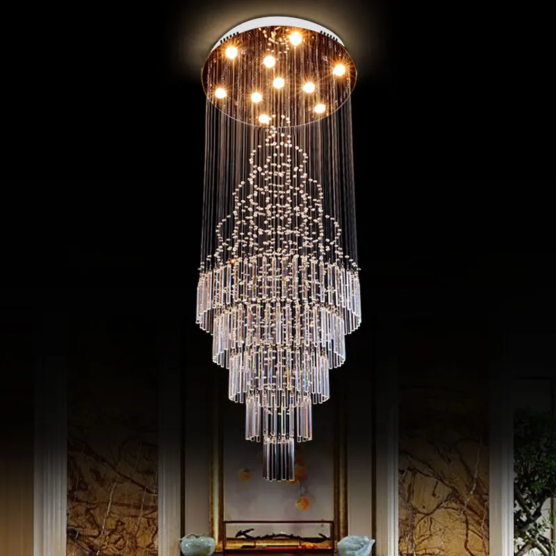 

Tubor modern Crystal Chandalier Light Lustres Fixtures crystal chandeliers for Staircase Stair Lamp Hotel Hall light AC110-220V