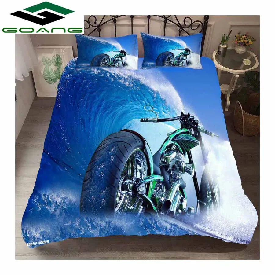 GOANG Мальчик Роскошные наборы постельных принадлежностей домашний текстиль цифровой печати мотоцикл гонки 3 шт. супер king размер постельных принадлежностей микрофибра