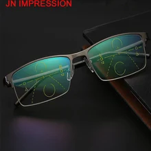 Ультра легкие Анти-усталость прогрессивные многофокусные коммерческие очки для чтения мужские бифокальные интеллектуальные диоптрические очки