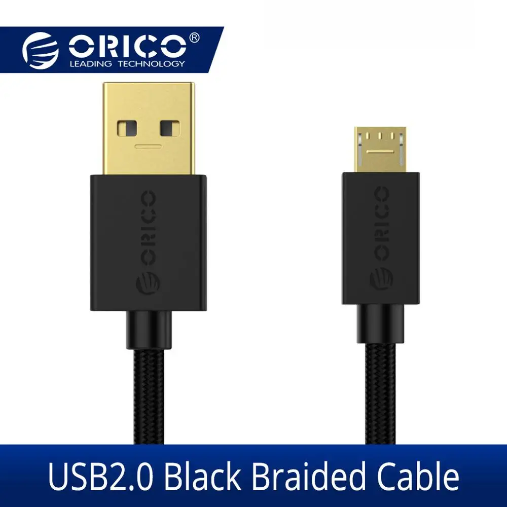 ORICO USB к Micro B кабель для быстрой зарядки мобильного телефона 2A провод поддержка передачи данных для Xiaomi Redmi Note 5 samsung - Цвет: Black Braided