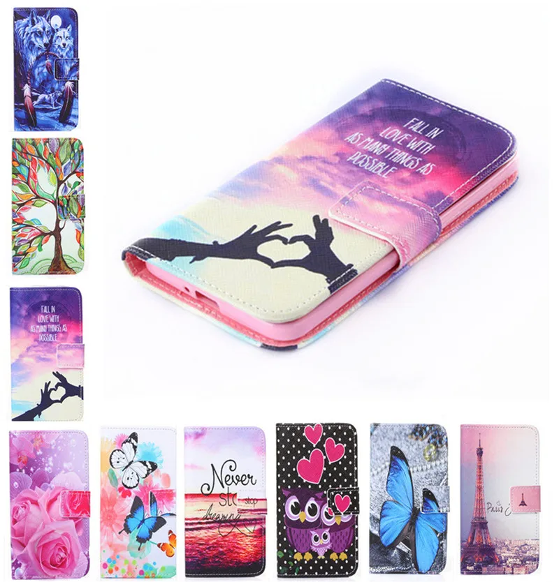 

New two side Painted wallet Phone cover Rose Flower Tower Leather Case For ASUS Zenfone 2 Laser 5.0inch ZE500KL / ZE500KG
