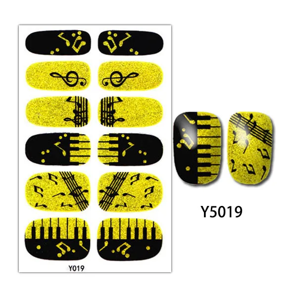 Блестящий 1 шт полное покрытие Y наклейки для ногтей Блестящий узор градиент чистый дизайн ногтей Наклейка для маникюра обертывание инструмент украшение мода - Цвет: Y5019