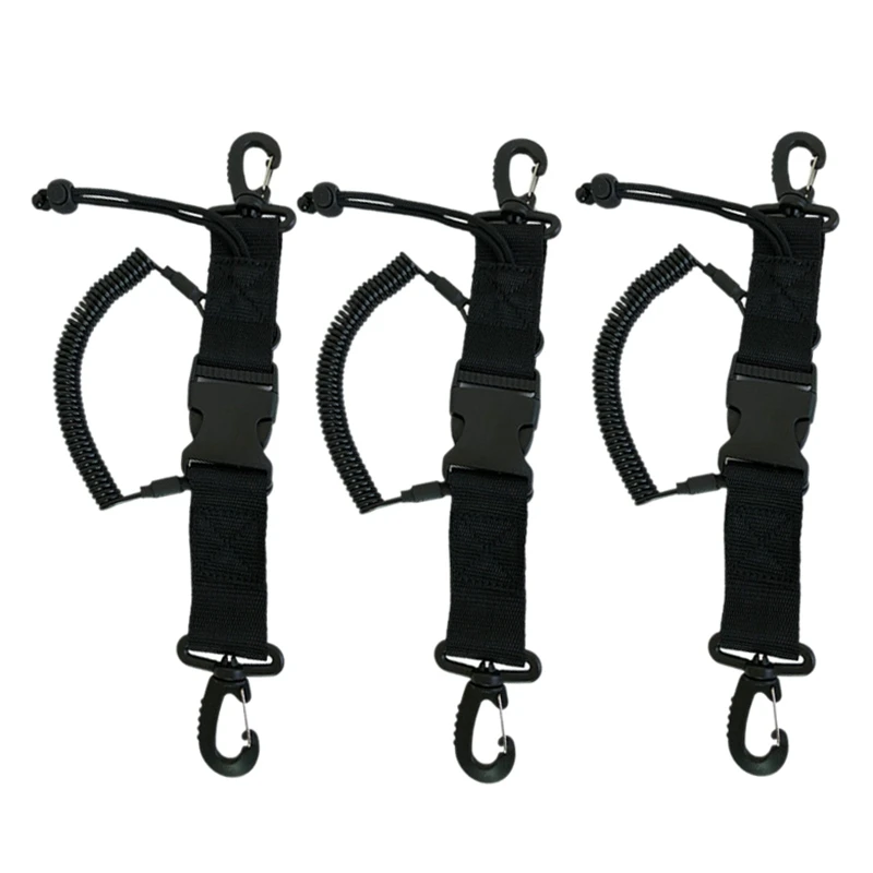Diving Lanyard Spring Coiled Quick Release Buckled Coil Rope Cord Retainer Camera Holder with clips