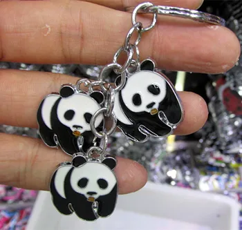

K196 alloy multi panda pendant keychain enamel keychain wholesale