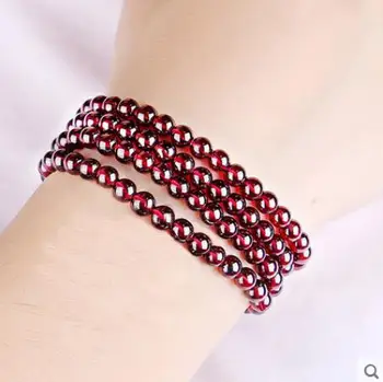 

Natural wine red garnet bracelet male and female multi-layer multi-loop 7A Ben life crystal hand string authentic